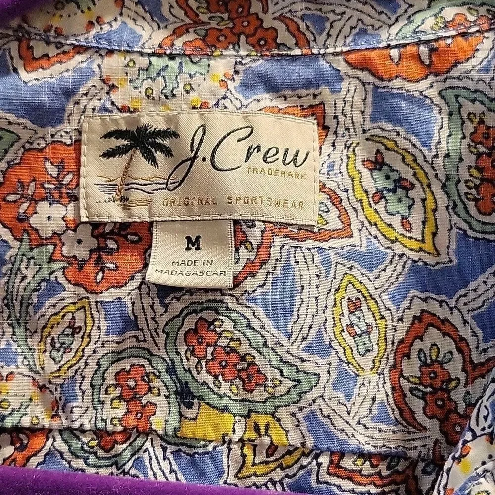 J. Crew Mens Slub Cotton Shirt polo Paisley  Size M NWT